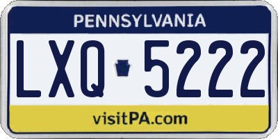 PA license plate LXQ5222