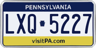 PA license plate LXQ5227