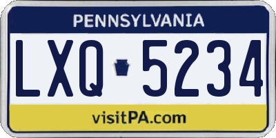 PA license plate LXQ5234