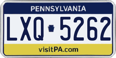 PA license plate LXQ5262