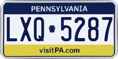PA license plate LXQ5287
