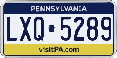 PA license plate LXQ5289