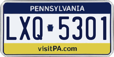 PA license plate LXQ5301