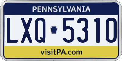 PA license plate LXQ5310