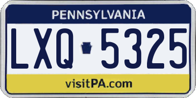 PA license plate LXQ5325