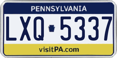 PA license plate LXQ5337