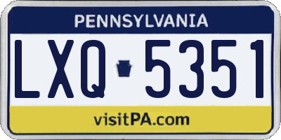 PA license plate LXQ5351