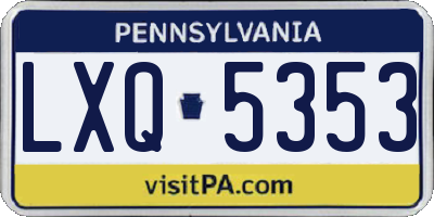PA license plate LXQ5353