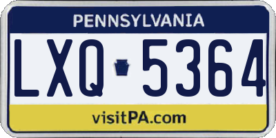PA license plate LXQ5364