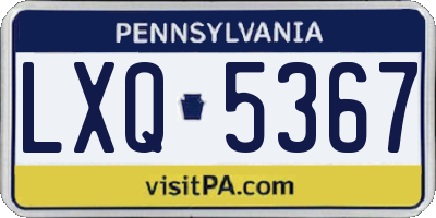 PA license plate LXQ5367
