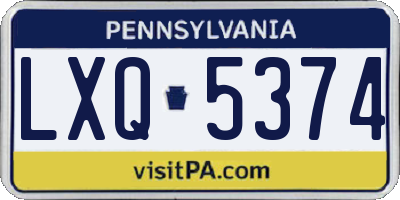 PA license plate LXQ5374