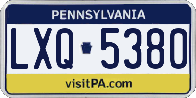 PA license plate LXQ5380
