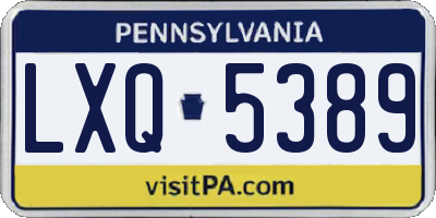PA license plate LXQ5389