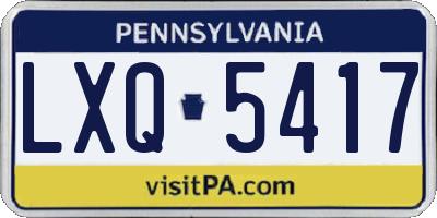 PA license plate LXQ5417