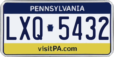PA license plate LXQ5432