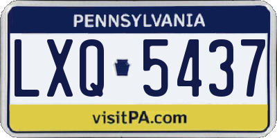 PA license plate LXQ5437