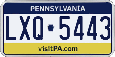 PA license plate LXQ5443