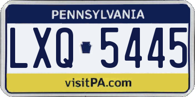 PA license plate LXQ5445