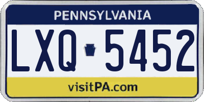 PA license plate LXQ5452