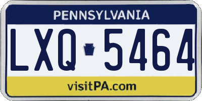 PA license plate LXQ5464