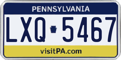 PA license plate LXQ5467