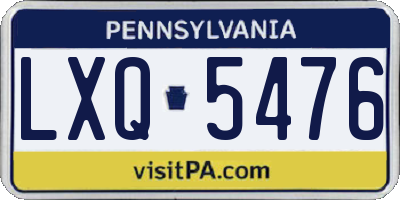 PA license plate LXQ5476