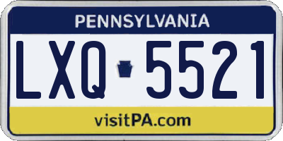 PA license plate LXQ5521