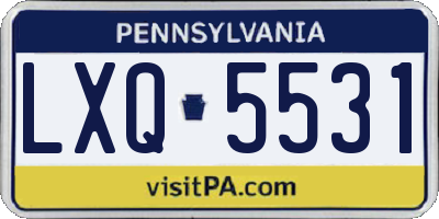 PA license plate LXQ5531
