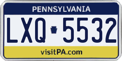 PA license plate LXQ5532