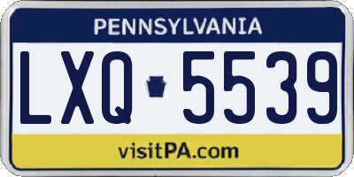 PA license plate LXQ5539