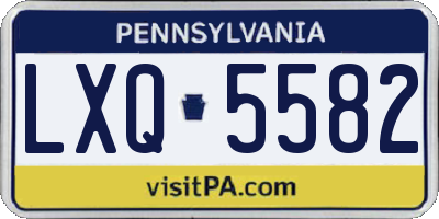 PA license plate LXQ5582