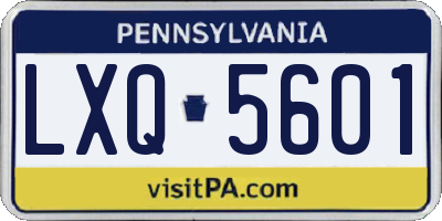 PA license plate LXQ5601