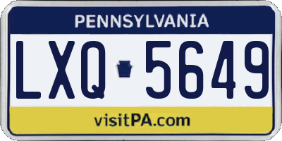PA license plate LXQ5649