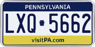 PA license plate LXQ5662