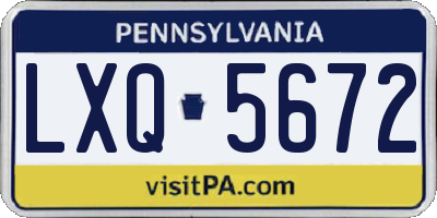 PA license plate LXQ5672