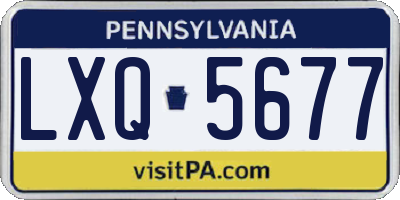 PA license plate LXQ5677