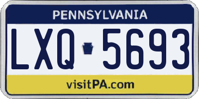 PA license plate LXQ5693