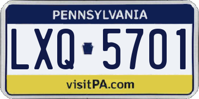 PA license plate LXQ5701