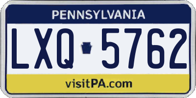PA license plate LXQ5762