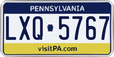 PA license plate LXQ5767