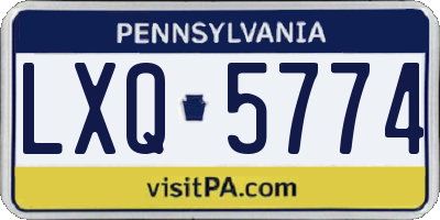 PA license plate LXQ5774
