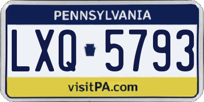 PA license plate LXQ5793