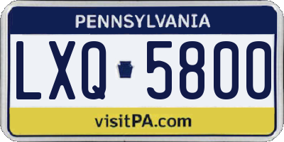 PA license plate LXQ5800