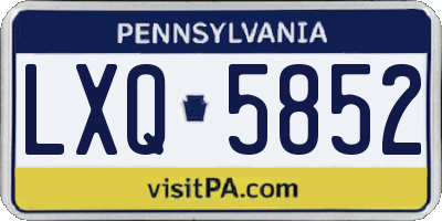 PA license plate LXQ5852