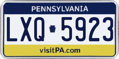 PA license plate LXQ5923