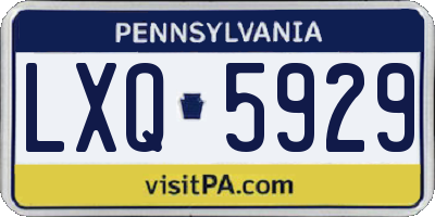 PA license plate LXQ5929