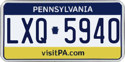 PA license plate LXQ5940