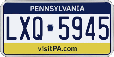 PA license plate LXQ5945