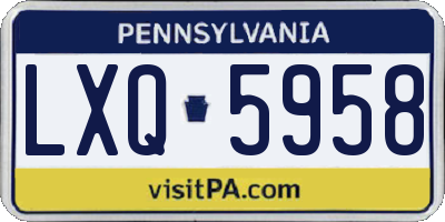 PA license plate LXQ5958
