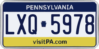 PA license plate LXQ5978